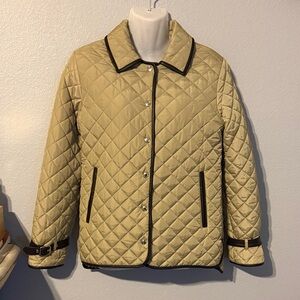 NWOT Coach Elegant Tan Quilted Jacket with Black Accents